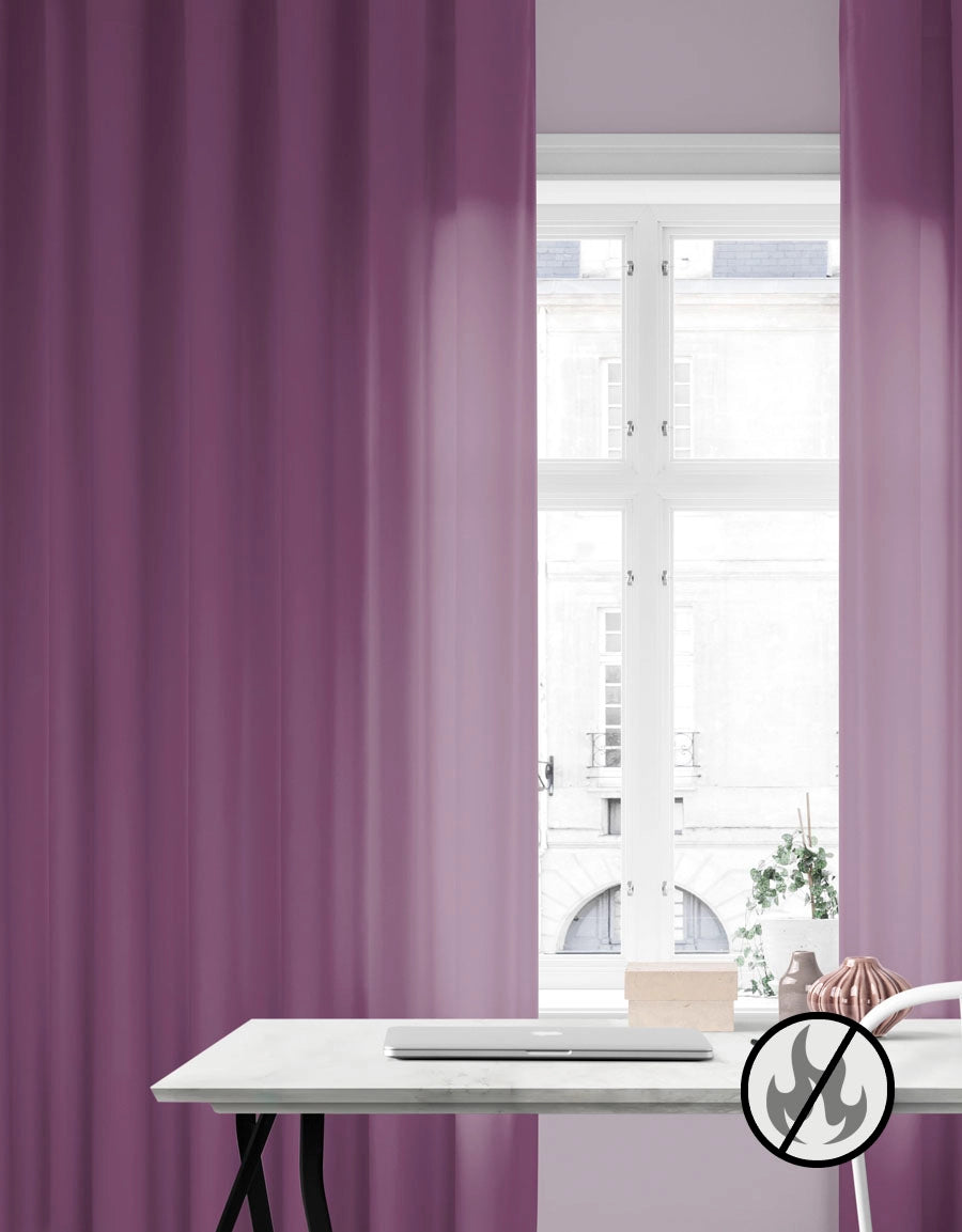 Flame-retardant curtain Luton, purple, made to measure