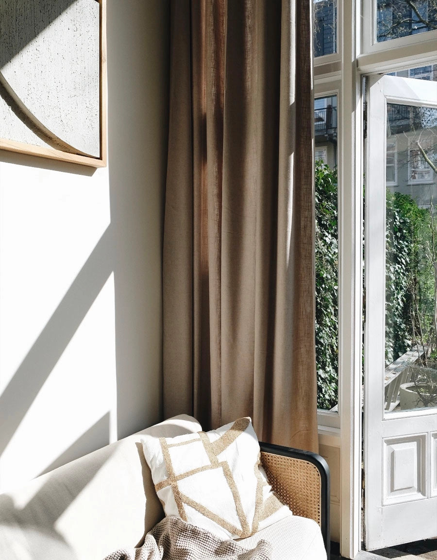 Gardin Lina, beige i extra höjd