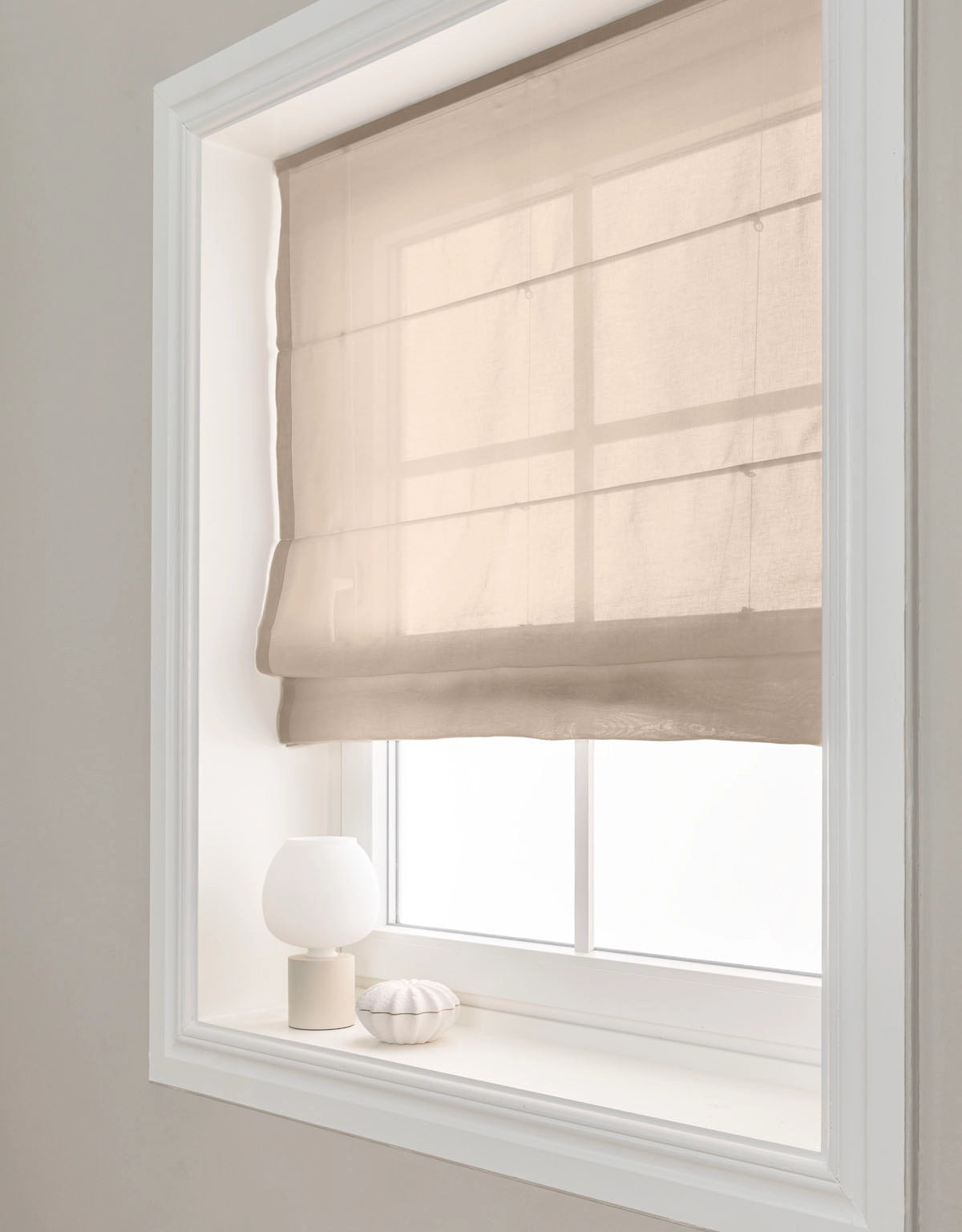 Transparent hissgardin Viska beige med lina