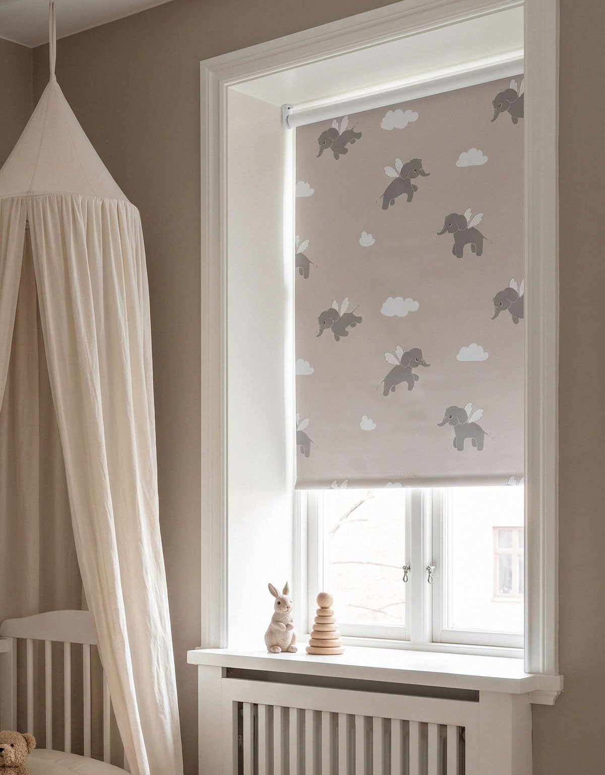 Blackout children's roller blind Elephant, beige
