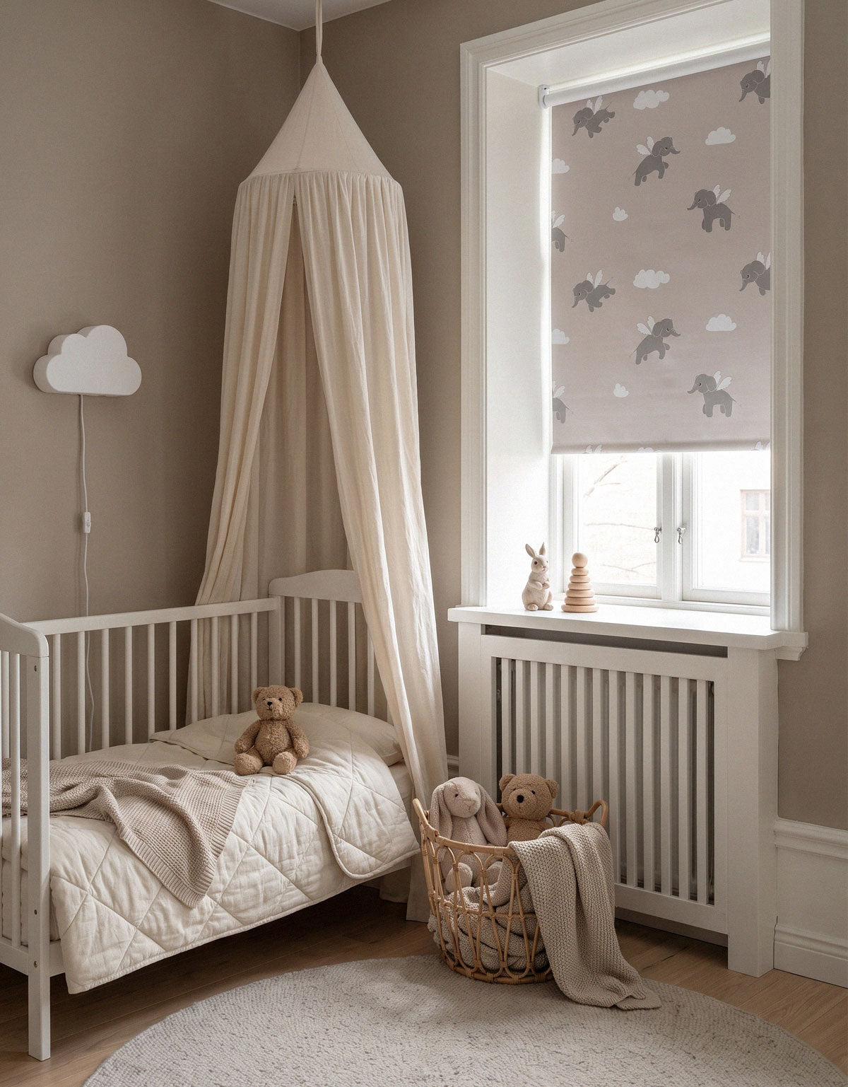 Blackout children's roller blind Elephant, beige