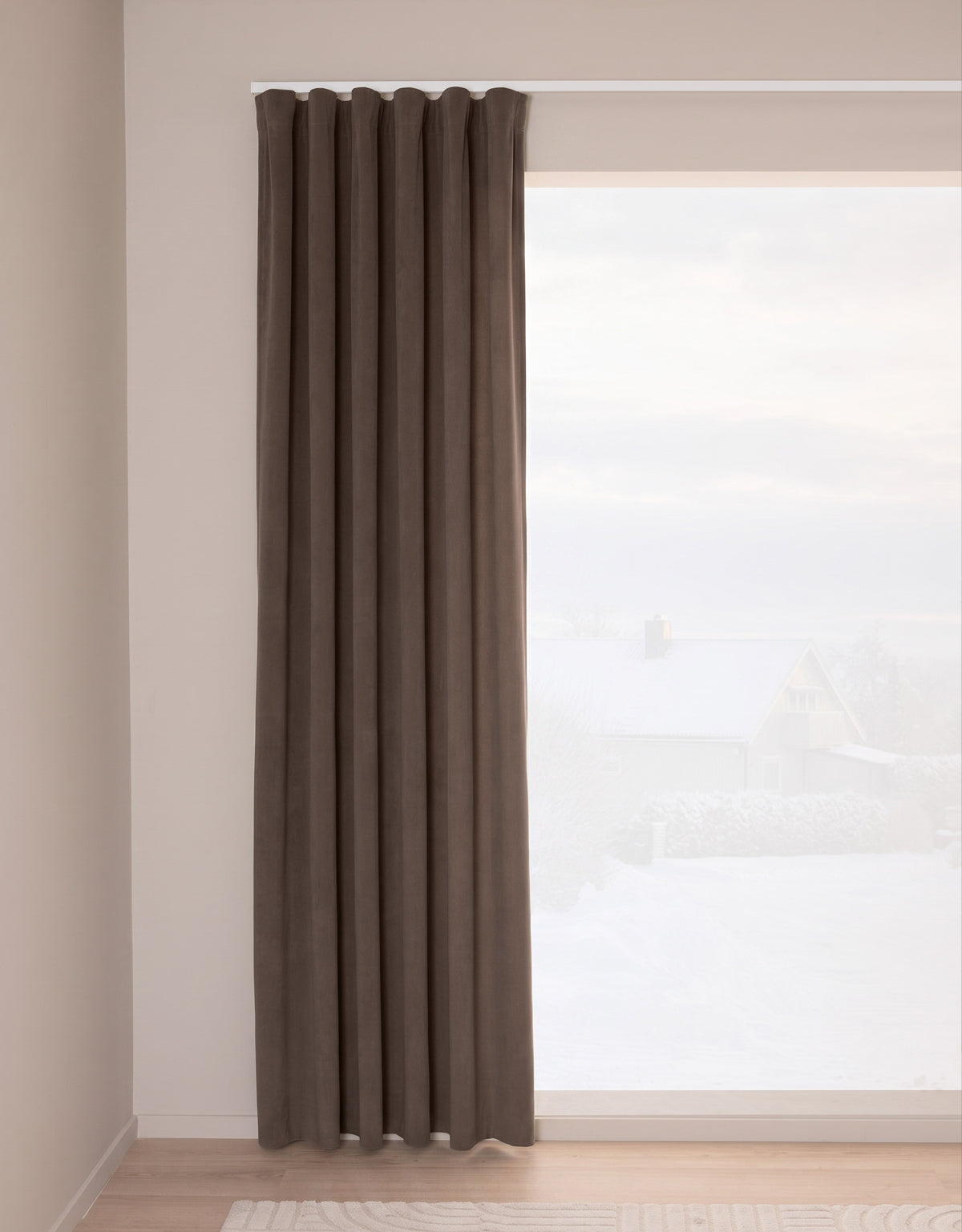 Brown velvet curtain